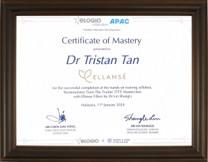 Certificate of Mastery Ellanse - Dr Tristan Tan