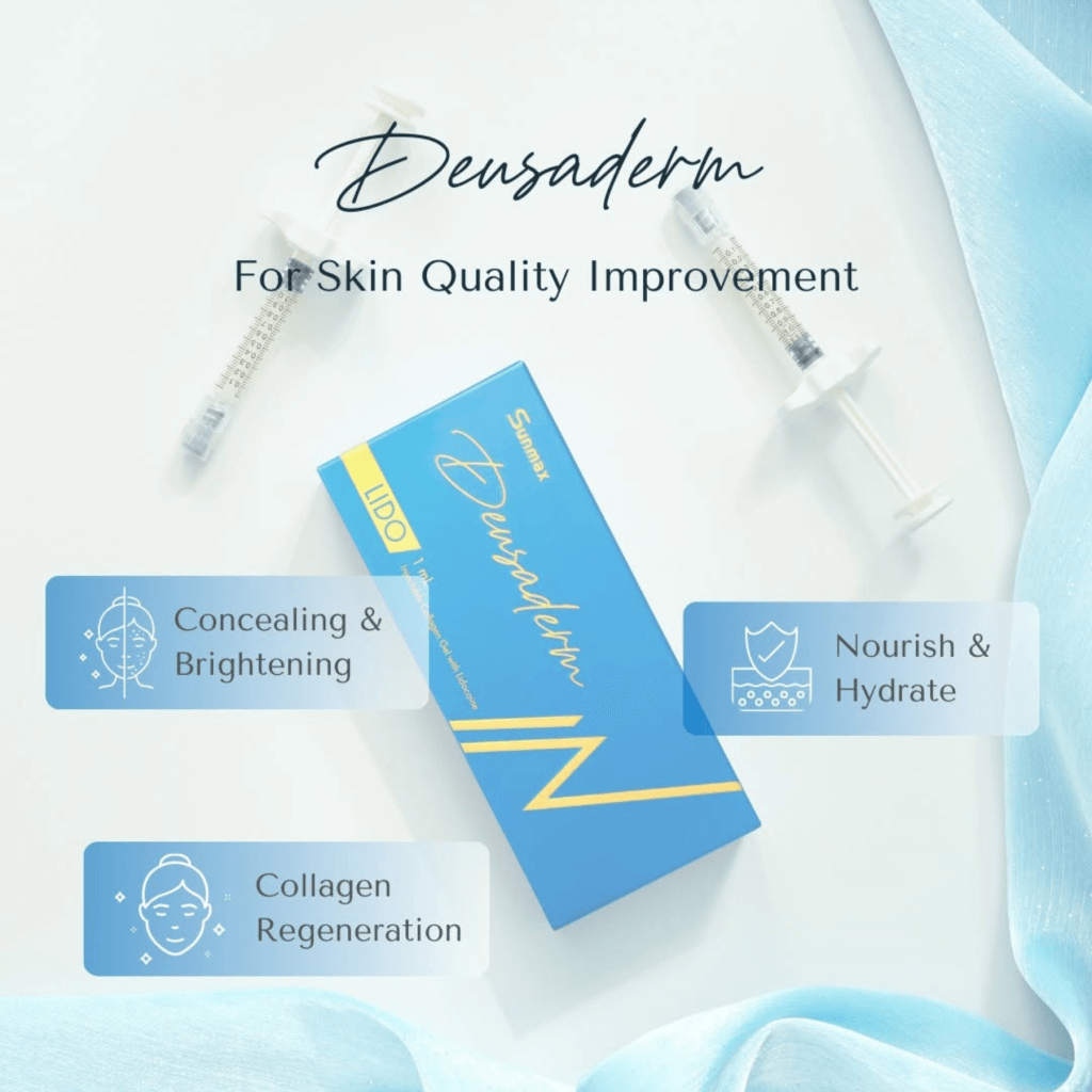 Deusaderm delivers deep hydration, plumping the skin and reducing dryness, fine lines, and dullness.