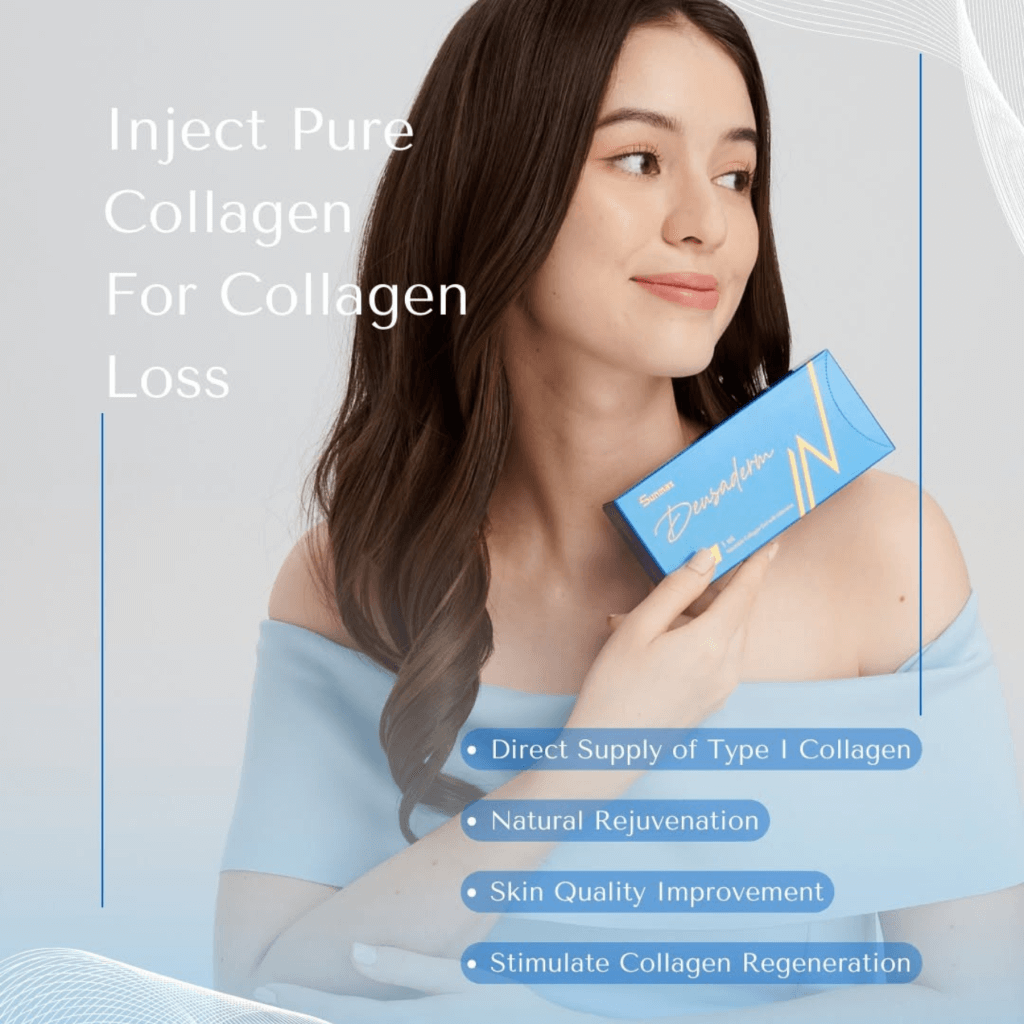 Deusaderm stimulates collagen production to reduce fine lines and wrinkles for firmer, youthful skin.