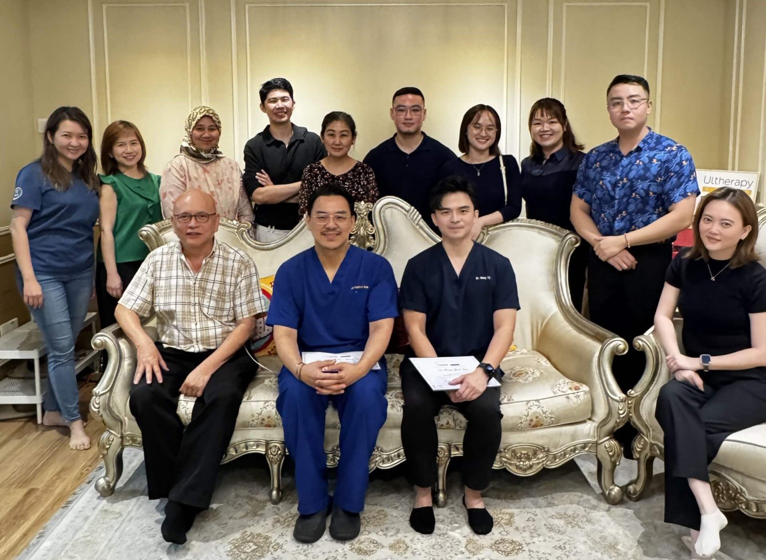 Dr. Wong conducting an advanced Botox training session with a group of aesthetic doctors, focusing on wrinkle relaxation and skin firming techniques.