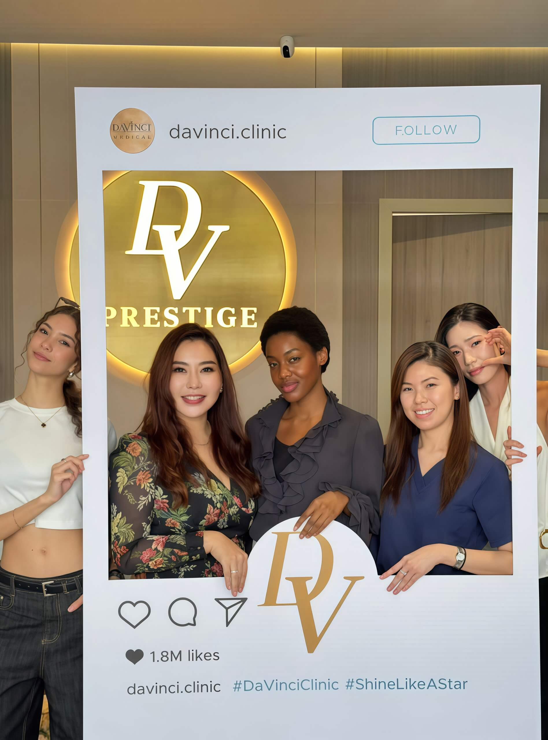 Ms. Christina posing with models at the launch