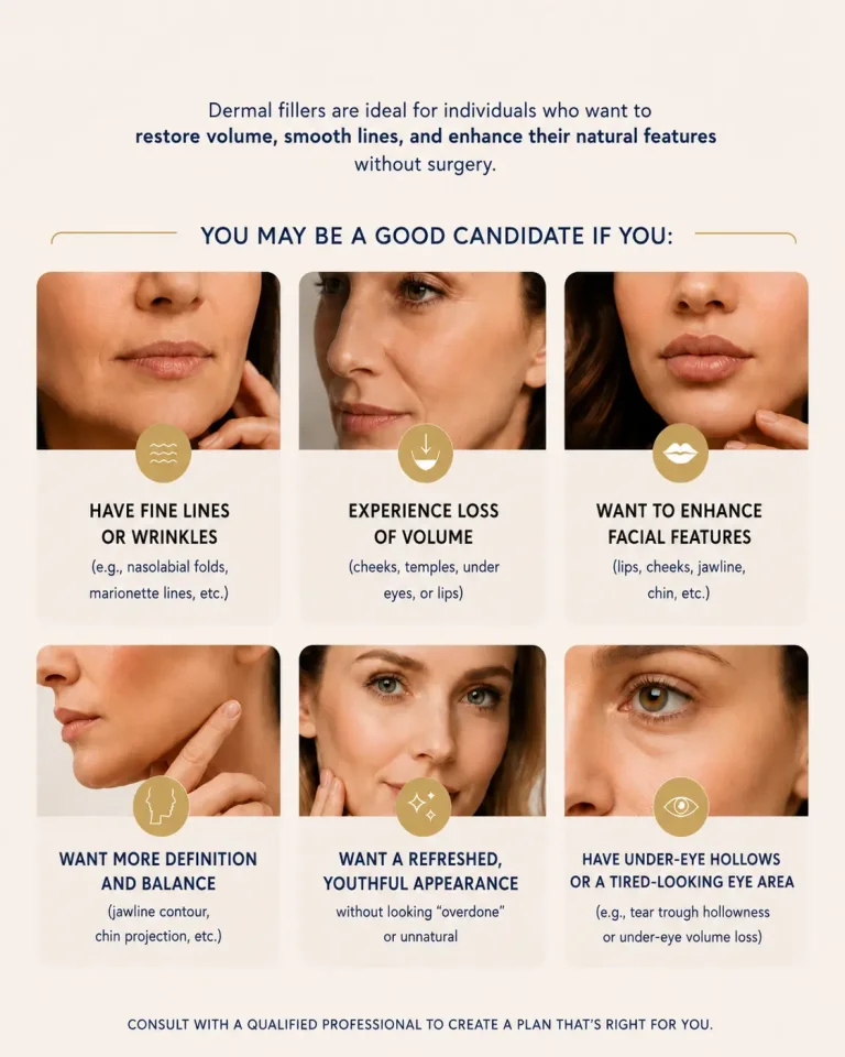 This image shows who is suitable for Dermal Fillers