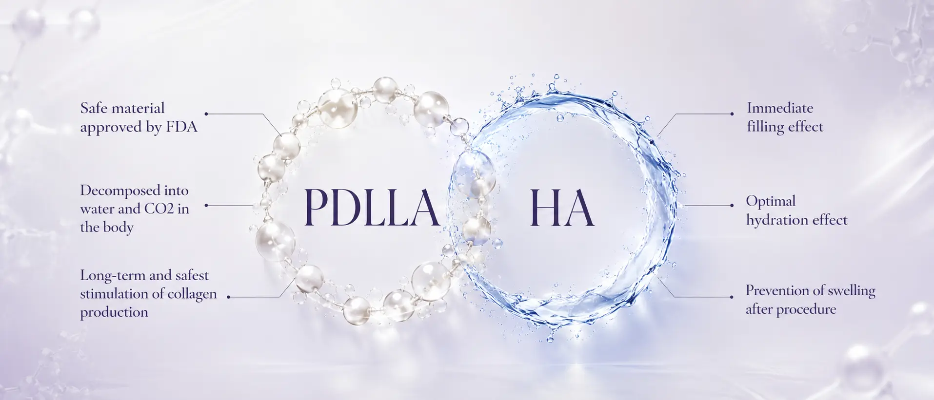 LENISNA dual mechanism diagram — PDLLA and crosslinked HA