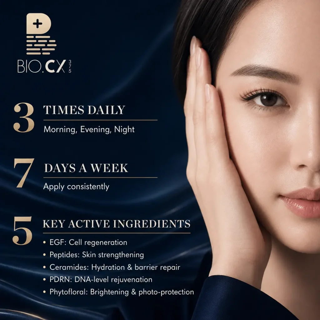 **Bio.CX375 Skincare Series** Discover the power of science with Bio.CX375, a medically proven skincare line designed to rejuvenate and restore your skin's natural vitality. Our innovative formulations harness cutting-edge technology and clinically validated ingredients to deliver visible results. Experience healthier, radiant skin with Bio.CX375—where skincare meets medical expertise.